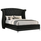 Barzini Upholstered Wingback Bed - Crystal-Tufted Black Velvet with Chrome Nailheads, Queen to California King – view 6