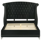 Barzini Upholstered Wingback Bed - Crystal-Tufted Black Velvet with Chrome Nailheads, Queen to California King – view 7