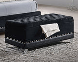 Barzini Upholstered Wingback Bed - Crystal-Tufted Black Velvet with Chrome Nailheads, Queen to California King – view 14