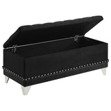 Barzini Upholstered Wingback Bed - Crystal-Tufted Black Velvet with Chrome Nailheads, Queen to California King – view 15