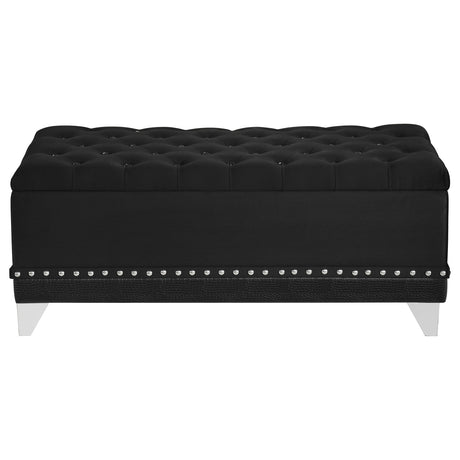 Barzini Upholstered Wingback Bed - Crystal-Tufted Black Velvet with Chrome Nailheads, Queen to California King – view 16