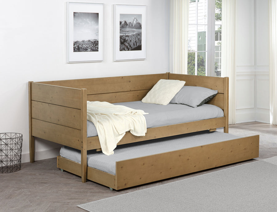 Calinda Twin Panel Daybed with Trundle - Rustic Natural Pine Finish