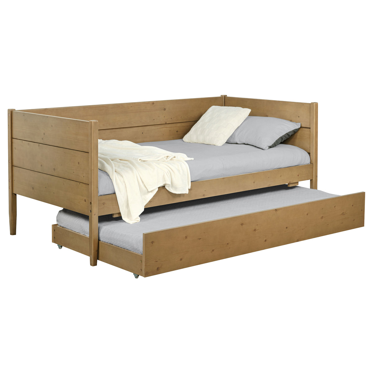 Calinda Twin Panel Daybed with Trundle - Rustic Natural Pine Finish – view 3