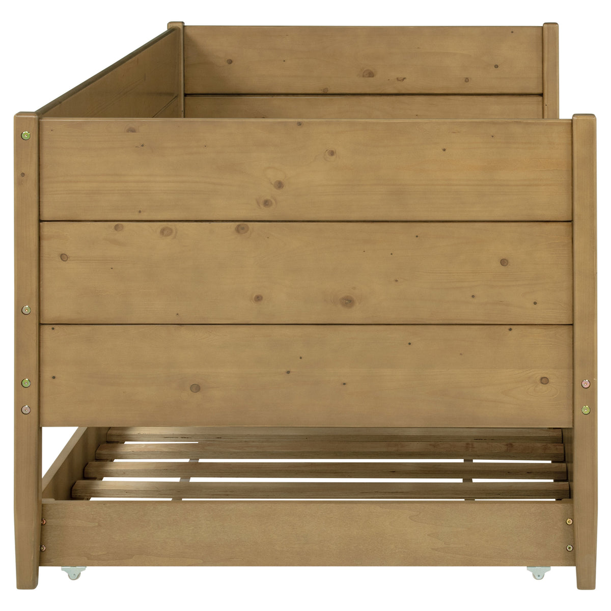 Calinda Twin Panel Daybed with Trundle - Rustic Natural Pine Finish – view 13