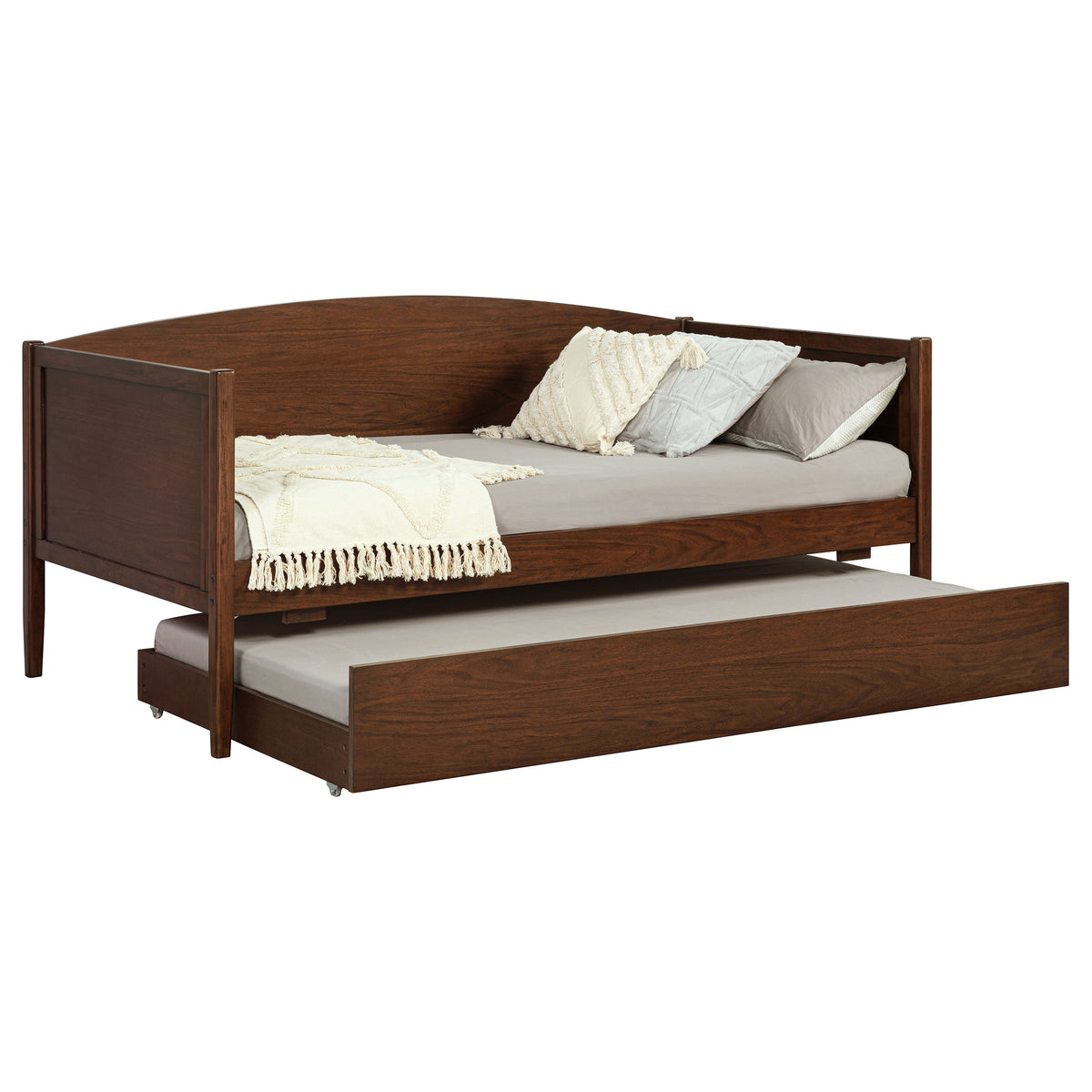 Bozeman Twin Daybed with Trundle - Camelback Silhouette in Medium Walnut Wood – view 3