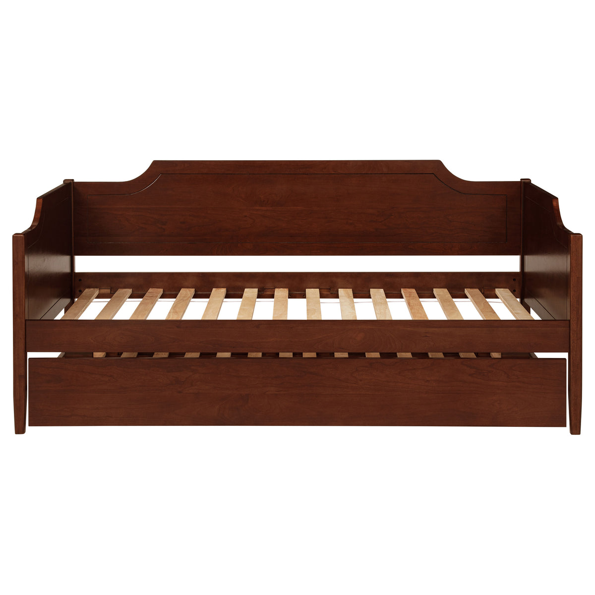 Redding Camelback Twin Daybed with Trundle - Classic Panel Detail in Rich Cherry – view 5