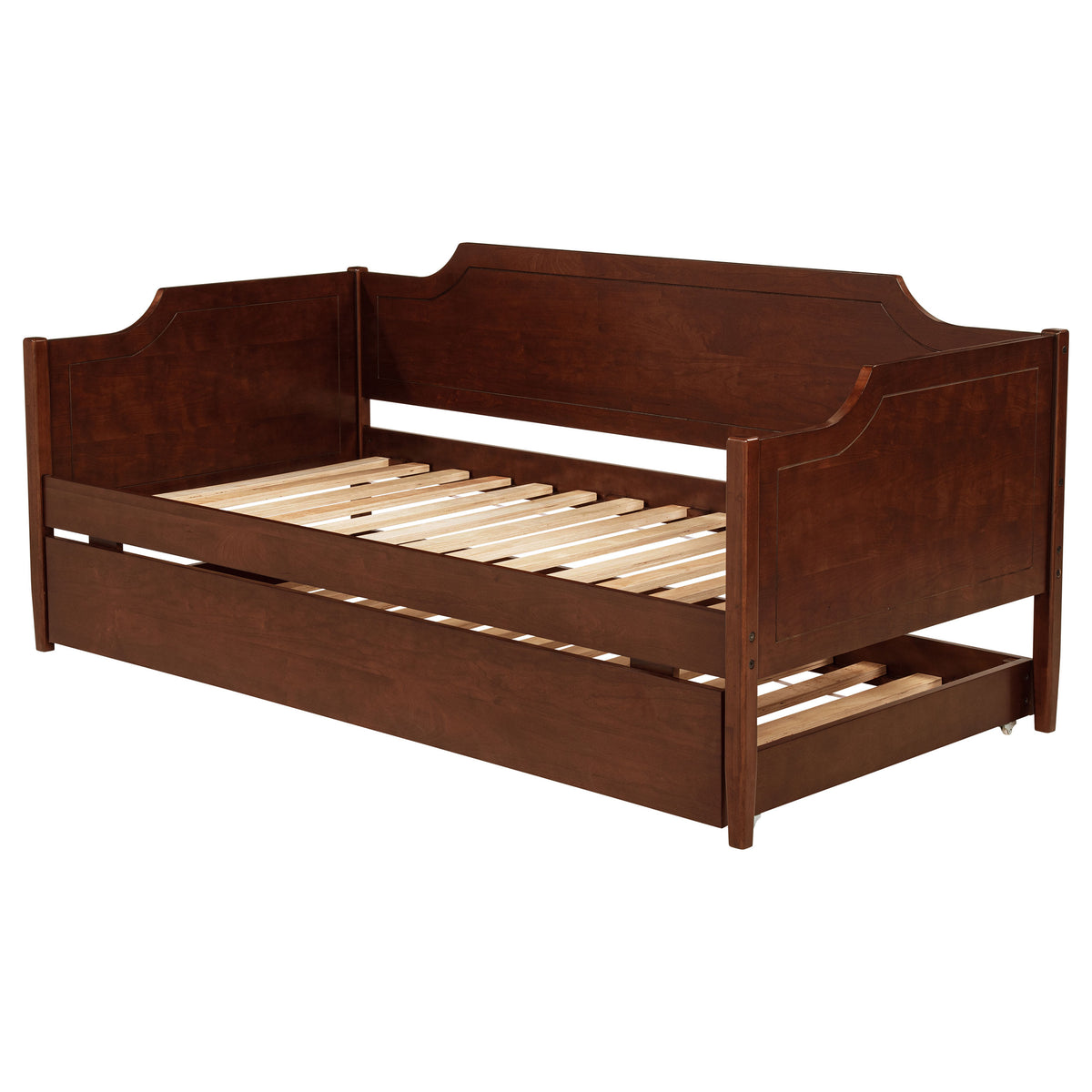 Redding Camelback Twin Daybed with Trundle - Classic Panel Detail in Rich Cherry – view 6