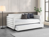 Patricia Boucle Twin Daybed with Trundle - Layered Round Bolster Design in White – view 1