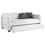 Patricia Boucle Twin Daybed with Trundle - Layered Round Bolster Design in White – view 3
