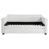Patricia Boucle Twin Daybed with Trundle - Layered Round Bolster Design in White – view 4