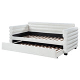 Patricia Boucle Twin Daybed with Trundle - Layered Round Bolster Design in White – view 5