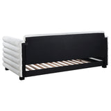 Patricia Boucle Twin Daybed with Trundle - Layered Round Bolster Design in White – view 7