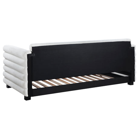 Patricia Boucle Twin Daybed with Trundle - Layered Round Bolster Design in White – view 7