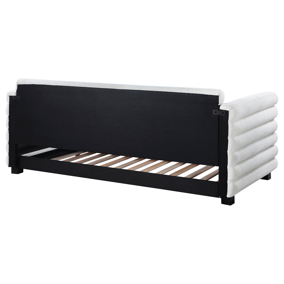 Patricia Boucle Twin Daybed with Trundle - Layered Round Bolster Design in White – view 8