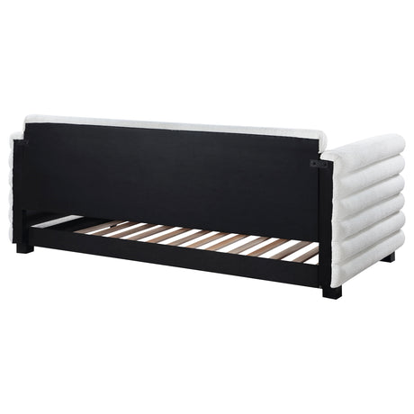 Patricia Boucle Twin Daybed with Trundle - Layered Round Bolster Design in White – view 8