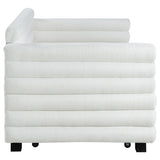 Patricia Boucle Twin Daybed with Trundle - Layered Round Bolster Design in White – view 9