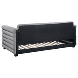 Patricia Boucle Upholstered Twin Daybed with Trundle - Modern Grey with Layered Round Bolsters – view 7