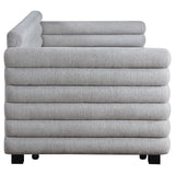 Patricia Boucle Upholstered Twin Daybed with Trundle - Modern Grey with Layered Round Bolsters – view 9