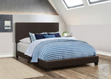Dorian Upholstered Panel Bed with Padded Headboard - Brown Faux Leather & Black Legs, Twin to California King – view 3