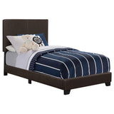 Dorian Upholstered Bedroom Sets - Dark Cocoa Faux Leather Bed with Black Groove Case Pieces, Twin to California King – view 12