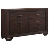 Dorian Upholstered Bedroom Sets - Dark Cocoa Faux Leather Bed with Black Groove Case Pieces, Twin to California King – view 16