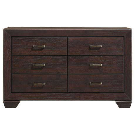 Dorian Upholstered Bedroom Sets - Dark Cocoa Faux Leather Bed with Black Groove Case Pieces, Twin to California King – view 17
