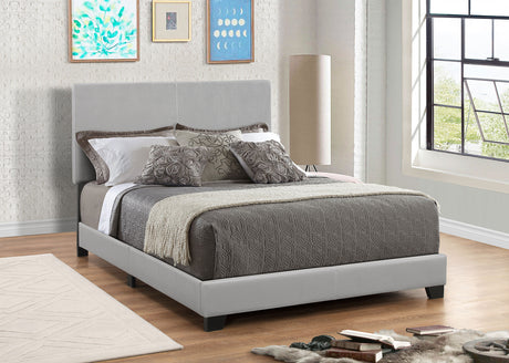 Dorian Faux Leather Upholstered Panel Bed - Padded Headboard in Grey, Twin to California King – view 15