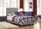 Dorian Faux Leather Upholstered Panel Bed - Padded Headboard in Grey, Twin to California King – view 1