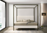 Monroe Upholstered Canopy Bed - Vanilla Boucle with Bronze Metal Frame, Queen or Eastern King – view 12
