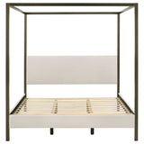 Monroe Upholstered Canopy Bed - Vanilla Boucle with Bronze Metal Frame, Queen or Eastern King – view 14
