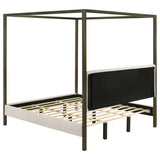 Monroe Upholstered Canopy Bed - Vanilla Boucle with Bronze Metal Frame, Queen or Eastern King – view 15