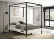 Monroe Upholstered Canopy Bed - Vanilla Boucle with Bronze Metal Frame, Queen or Eastern King – view 1