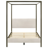 Monroe Upholstered Canopy Bed - Vanilla Boucle with Bronze Metal Frame, Queen or Eastern King – view 5