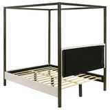 Monroe Upholstered Canopy Bed - Vanilla Boucle with Bronze Metal Frame, Queen or Eastern King – view 6