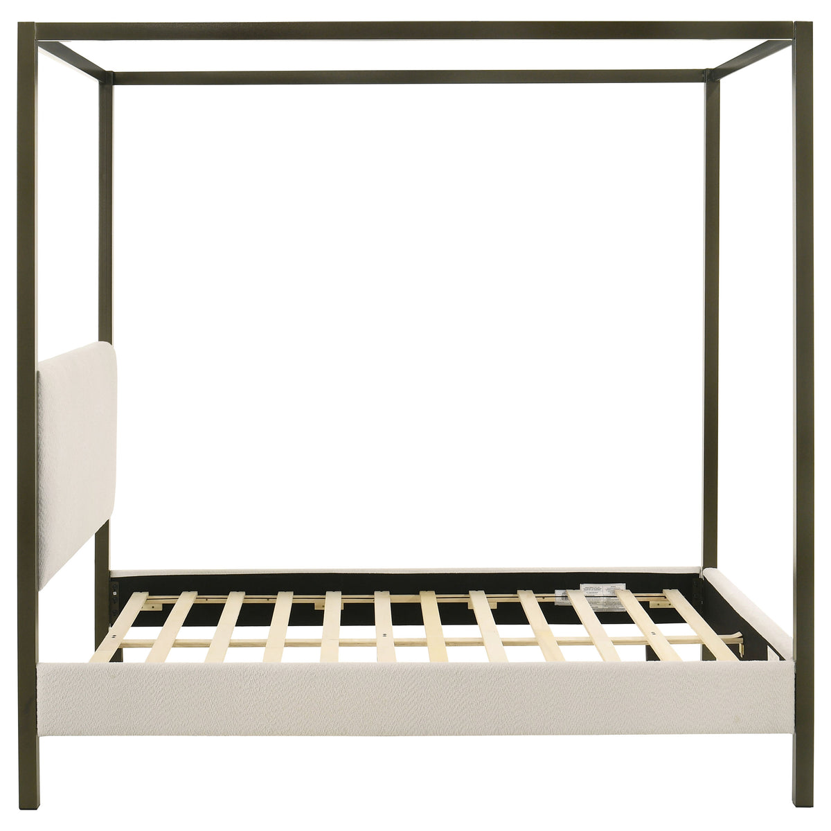 Monroe Upholstered Canopy Bed - Vanilla Boucle with Bronze Metal Frame, Queen or Eastern King – view 7