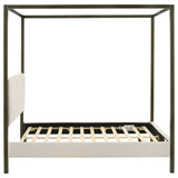 Monroe Upholstered Canopy Bed - Vanilla Boucle with Bronze Metal Frame, Queen or Eastern King – view 7