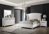 Barzini Crystal-Tufted Wingback Bed & Bedroom Sets - 4pcs- Eastern King Bed + Nightstand + Dresser + Mirror