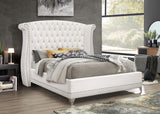 Barzini Crystal-Tufted Wingback Bed & Bedroom Sets - Glam White Velvet with Chrome Nailhead Trim - lifestyle