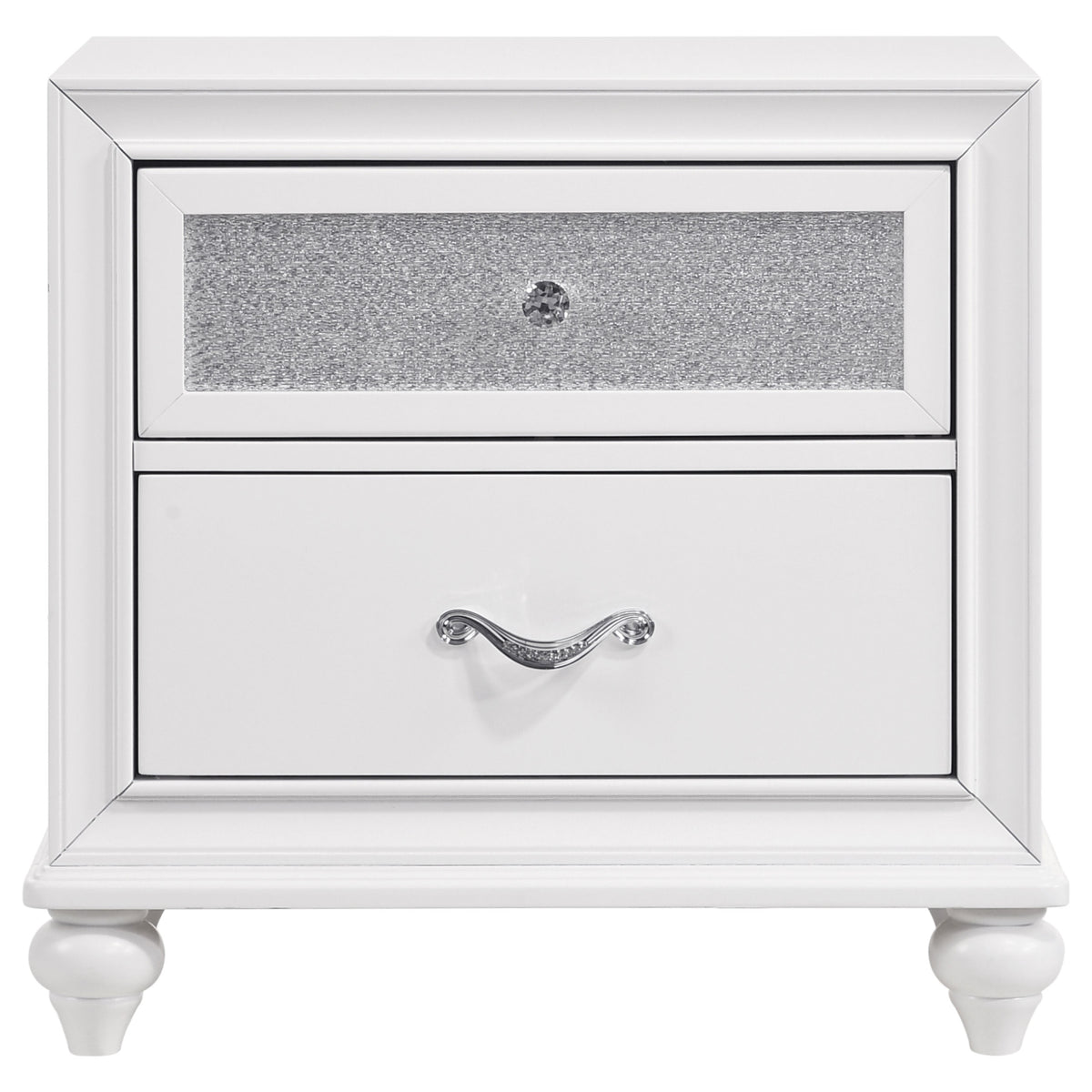 Barzini Crystal-Tufted Wingback Bed & Bedroom Sets - Glam White Velvet with Chrome Nailhead Trim – view 19