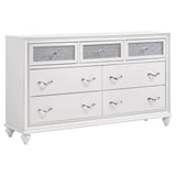Barzini Crystal-Tufted Wingback Bed & Bedroom Sets - Glam White Velvet with Chrome Nailhead Trim