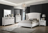 Barzini Crystal-Tufted Wingback Bed & Bedroom Sets - 5pcs- Queen Bed + Nightstand + Dresser + Mirror + Chest