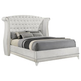 Barzini Crystal-Tufted Wingback Bed & Bedroom Sets - Glam White Velvet with Chrome Nailhead Trim – view 13