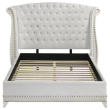 Barzini Crystal-Tufted Wingback Bed & Bedroom Sets - Glam White Velvet with Chrome Nailhead Trim – view 14