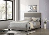 Dorian Upholstered Panel Bed with Padded Headboard - Taupe Fabric & Black Legs, Twin to California King – view 2