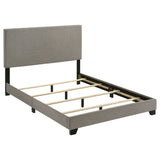 Dorian Upholstered Panel Bed with Padded Headboard - Taupe Fabric & Black Legs, Twin to California King – view 17