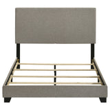 Dorian Upholstered Panel Bed with Padded Headboard - Taupe Fabric & Black Legs, Twin to California King – view 18