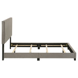 Dorian Upholstered Panel Bed with Padded Headboard - Taupe Fabric & Black Legs, Twin to California King – view 20
