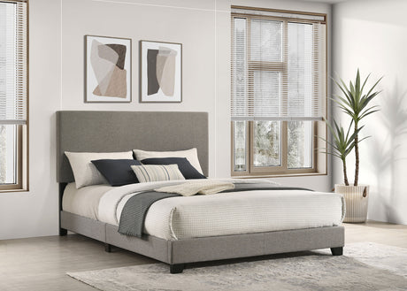 Dorian Upholstered Panel Bed with Padded Headboard - Taupe Fabric & Black Legs, Twin to California King – view 3