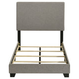 Dorian Upholstered Panel Bed with Padded Headboard - Taupe Fabric & Black Legs, Twin to California King – view 12