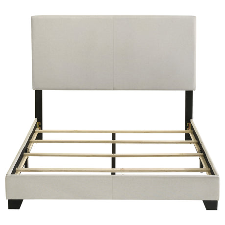 Dorian Upholstered Panel Bed with Padded Headboard - Cream Fabric & Black Legs, Twin to California King – view 15